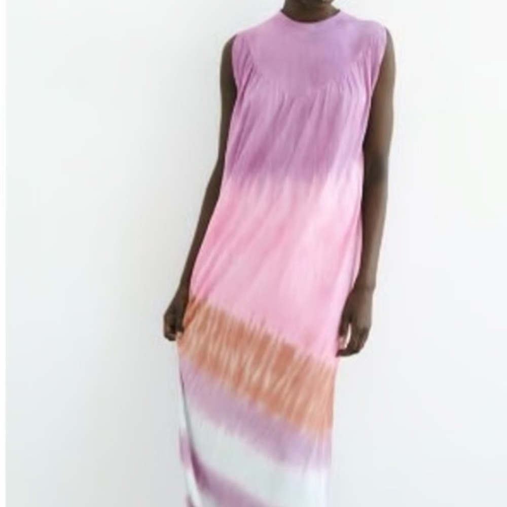 Zara Pink and Orange Sleeveless Maxi Sundress
